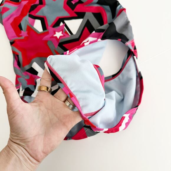 [Nike] Red Black Star Print Thin Strap One-Piece Competition Swimsuit Size 10/36 - Picture 8 of 11